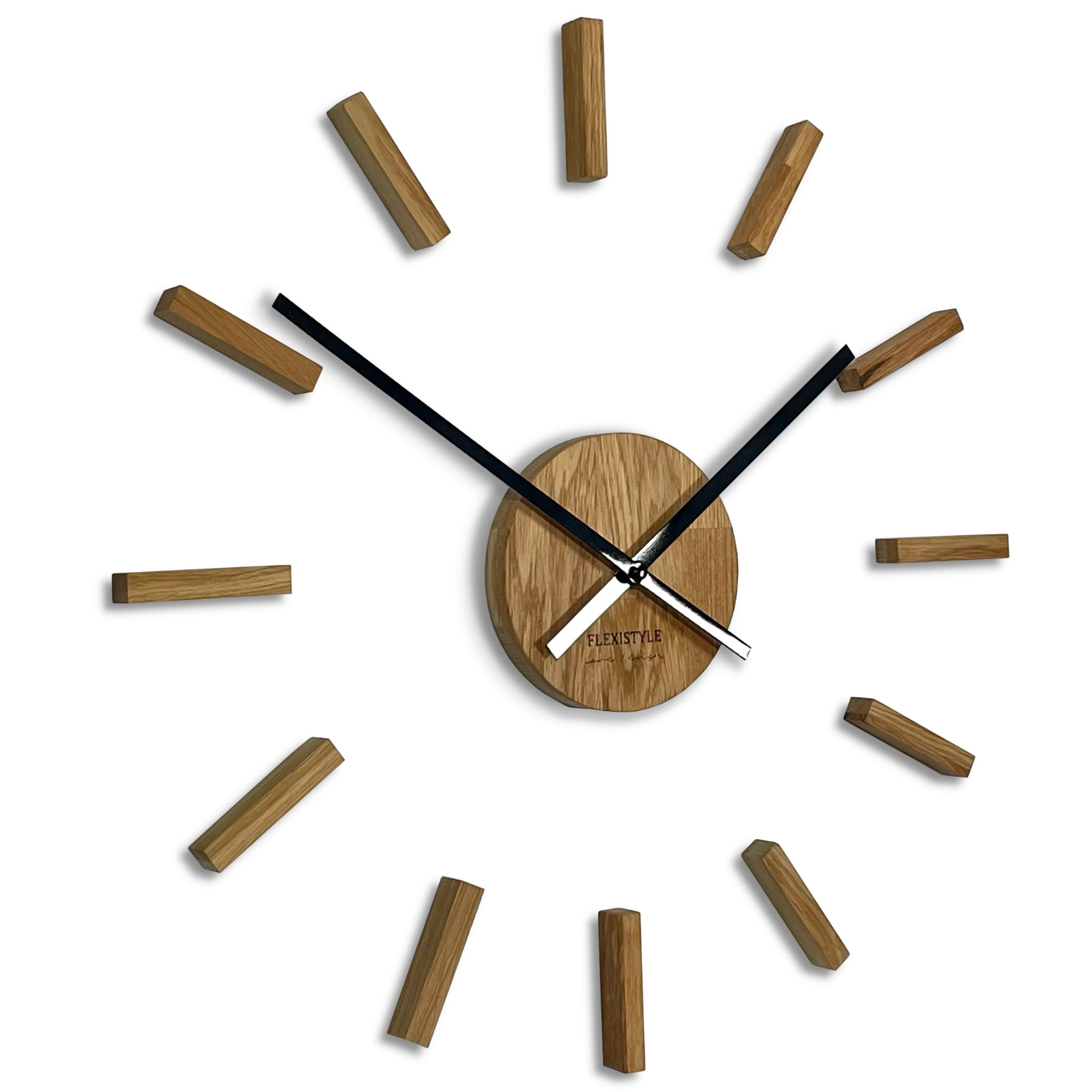 Wooden wall clock DIY 75cm black (1) flexistyle