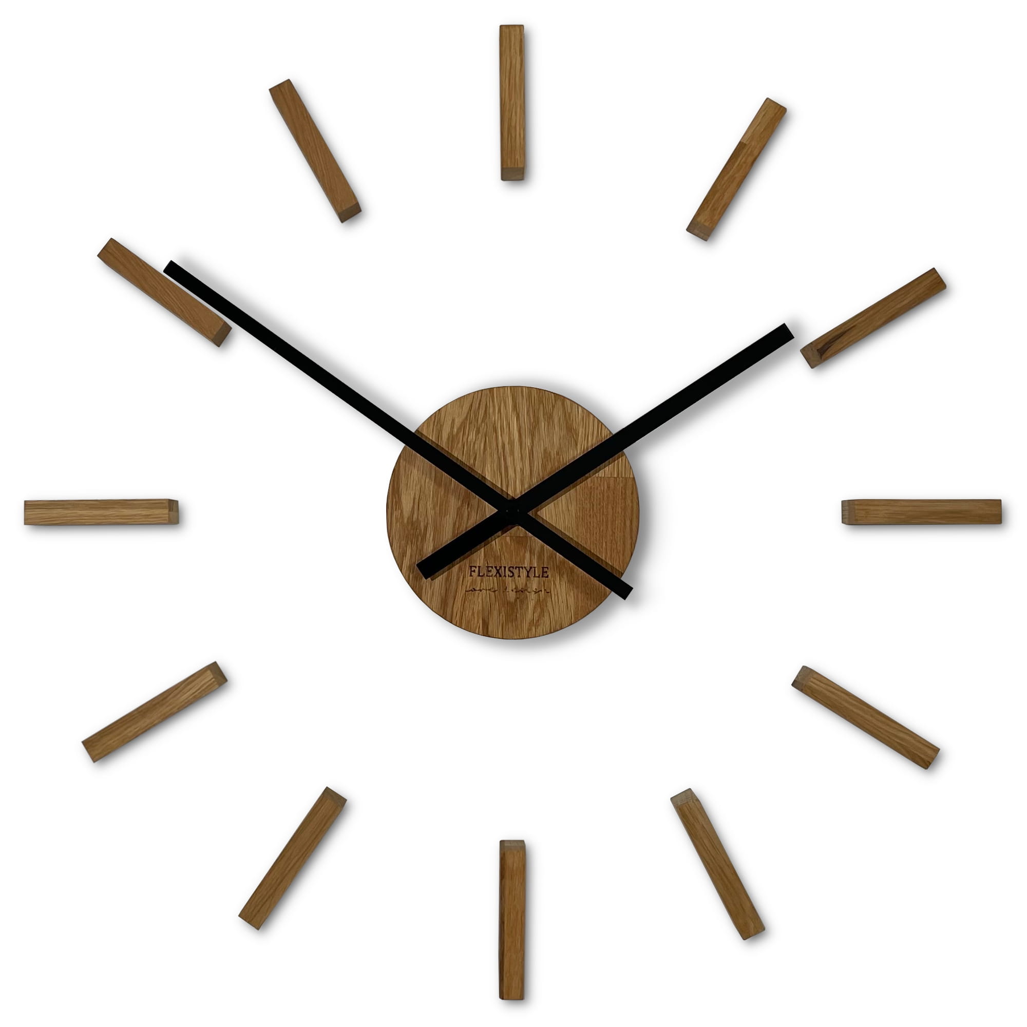 Wooden wall clock DIY 75cm black (1) flexistyle