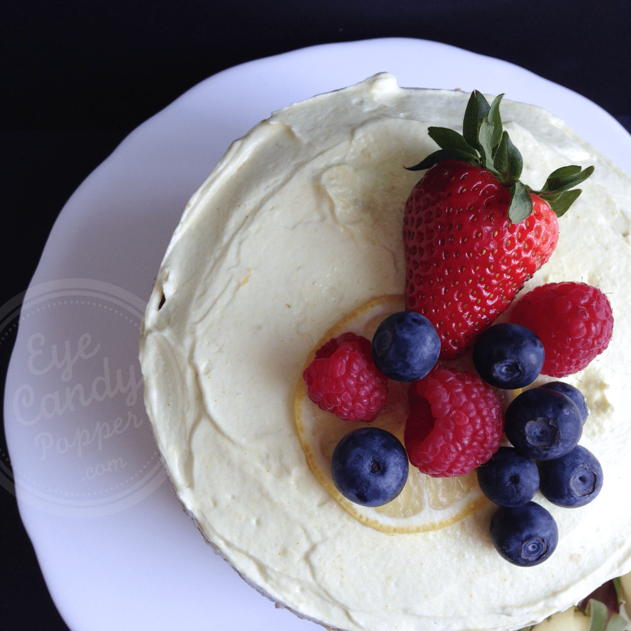 Olive oil lemon spelt sponge cake with dairyfree custard