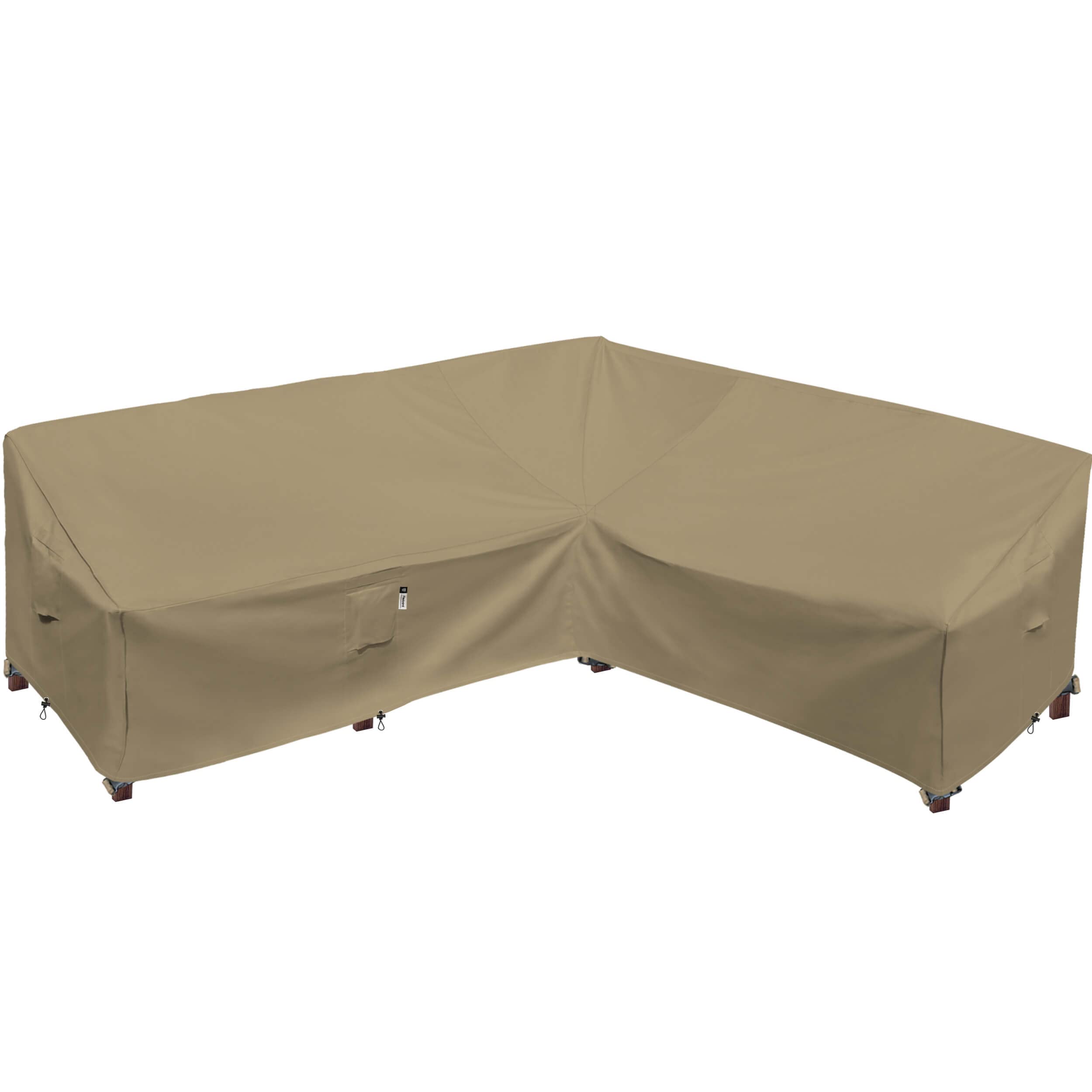 VShape 115″ Outdoor Sectional Cover Desert Khaki Flexiyard