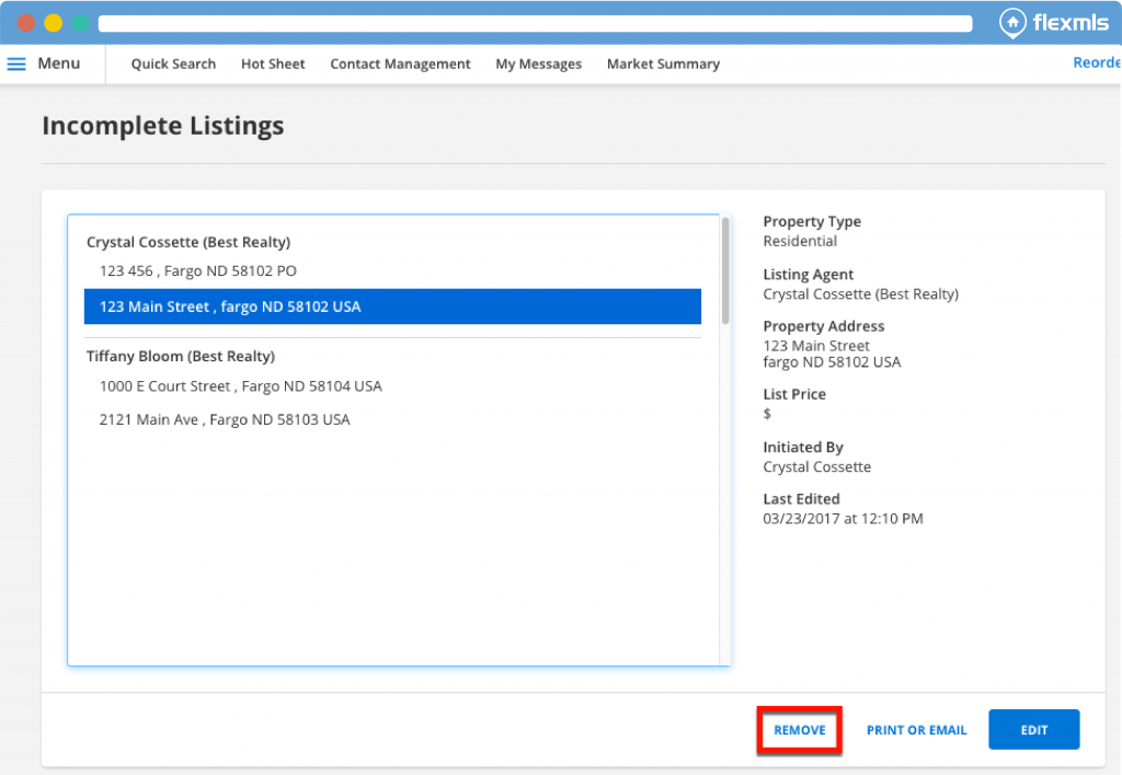 Remove Listings Flexmls Platform by FBS