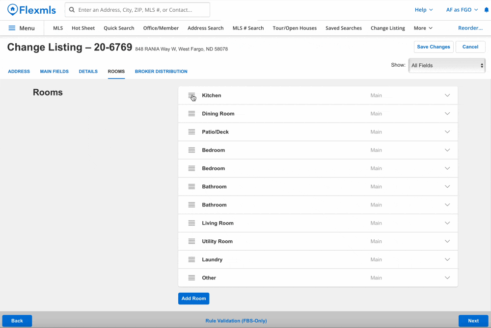 Ability to Customize Room Order on Listing Flexmls Platform by FBS