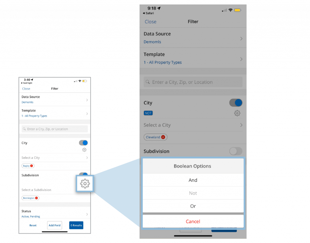 Updates to Search Filters on iOS App Flexmls Platform by FBS