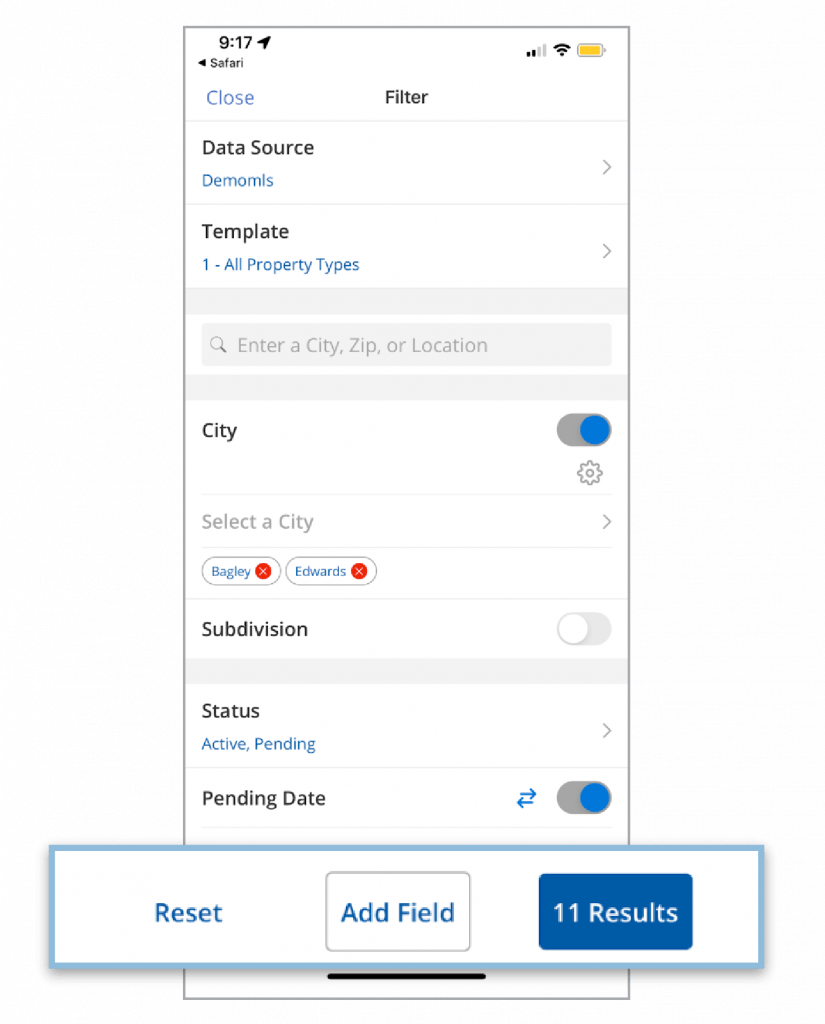 Updates to Search Filters on iOS App Flexmls Platform by FBS