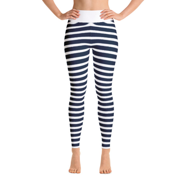 Striped BlackWhite Yoga Leggings Buy Print Leggings Online FlexyFeli