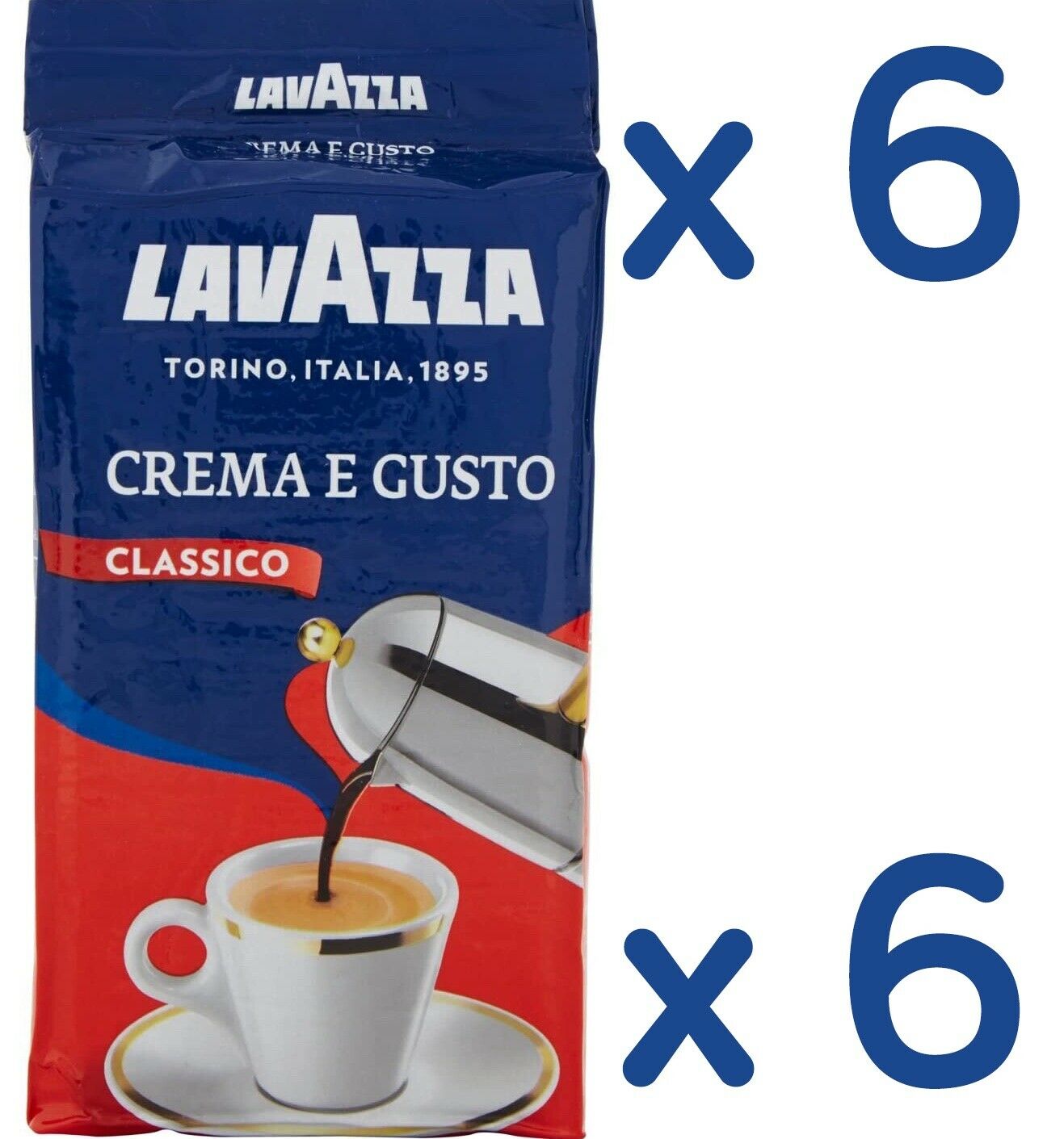 6 x 250g LAVAZZA CREMA E GUSTO Coffee ground Italian espresso caffè Flexy Retail