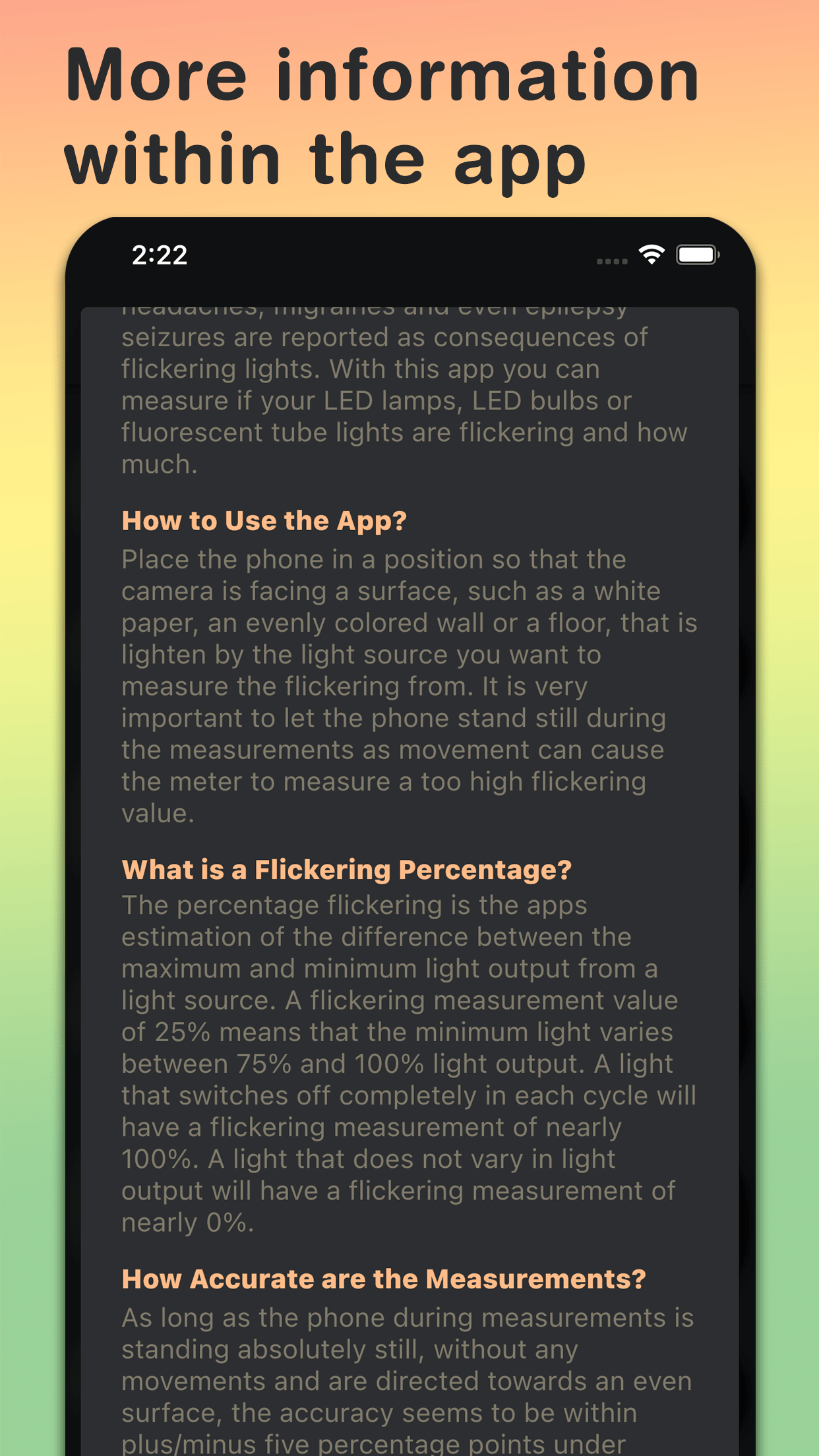 LED Light Flicker Meter App for Android and iOS