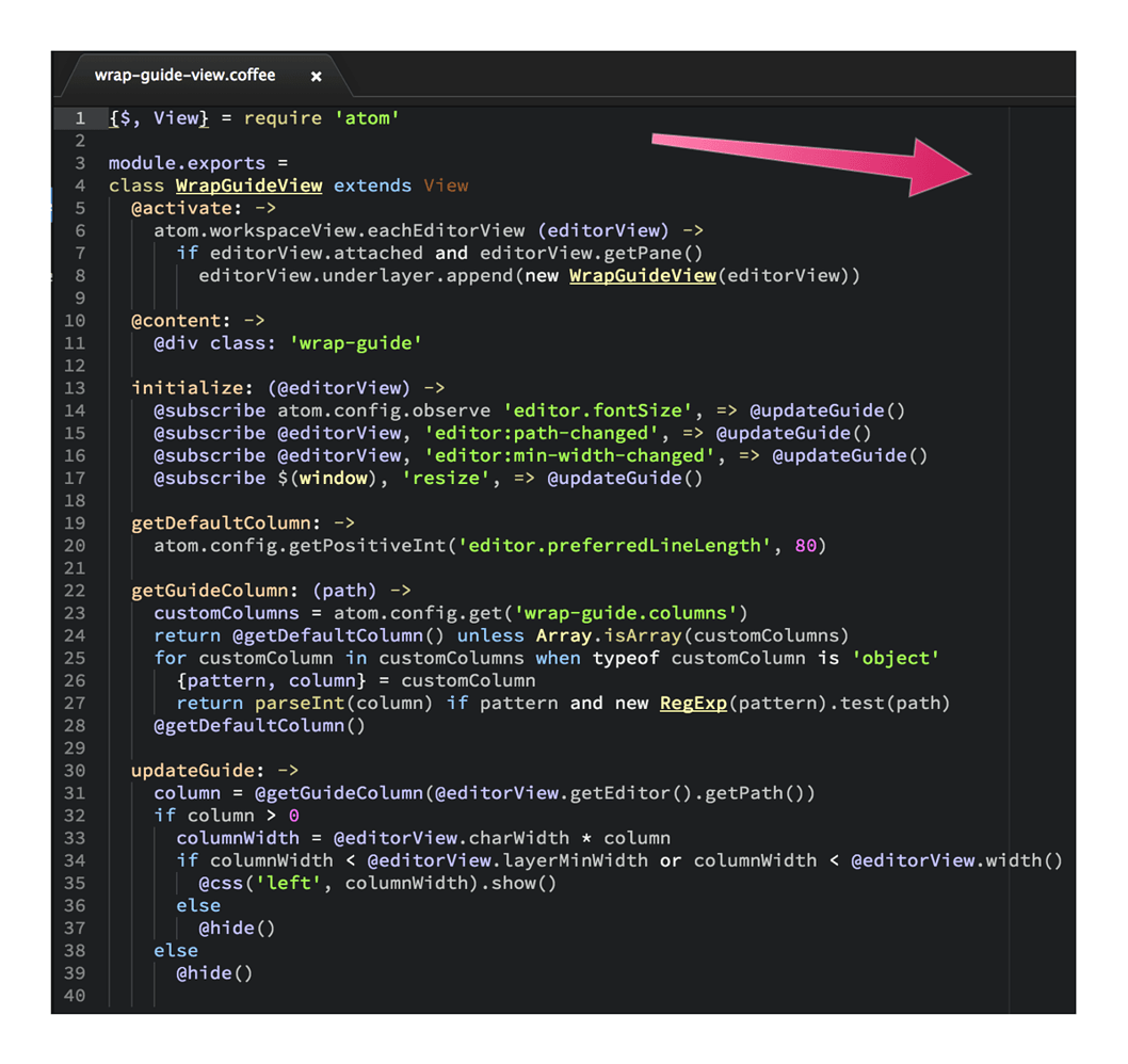 What is this line on the right in the editor view?