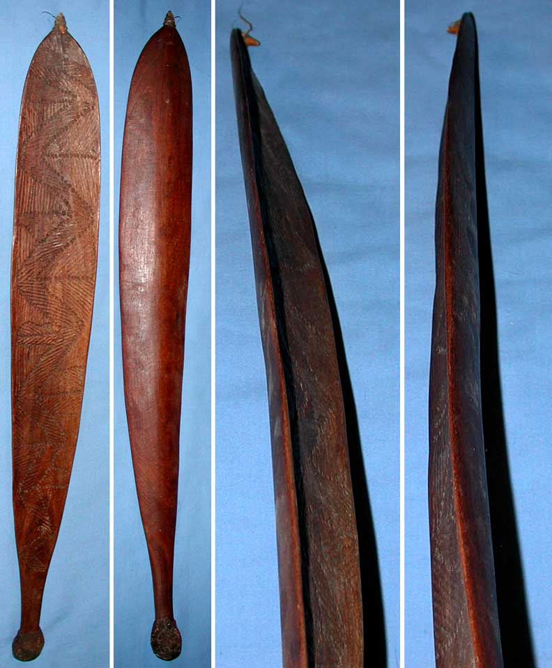 miru, central desert woomera spear thrower with totemic art