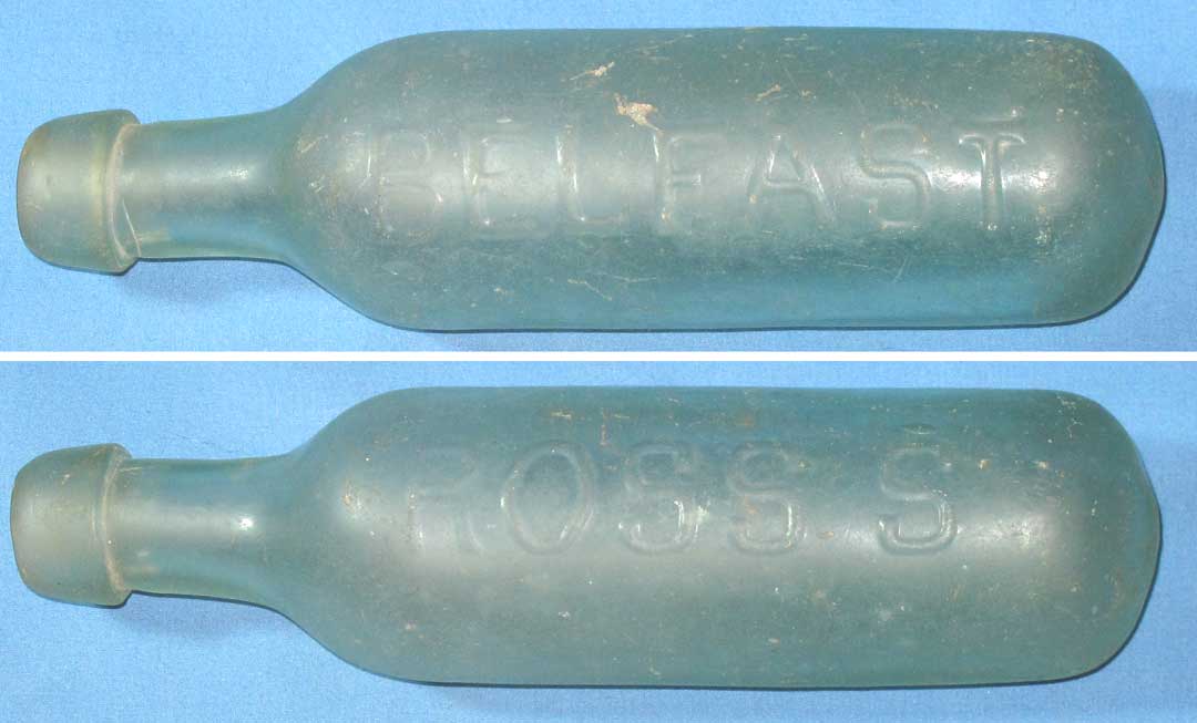 belfast ross's torpedo bottle made out of turquoise glass