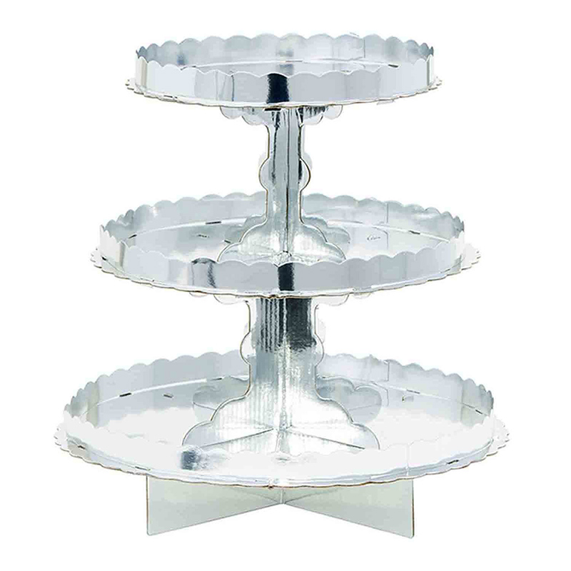 3 Tier Cupcake Treat Stand Silver Online Party Shop Flim Flams