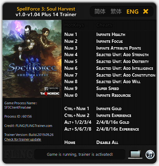SpellForce 3 Soul Harvest Trainer FLiNG Trainer PC Game Cheats and