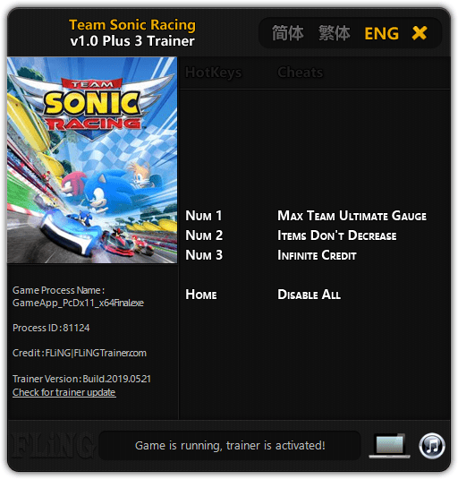 Team Sonic Racing Trainer FLiNG Trainer PC Game Cheats and Mods