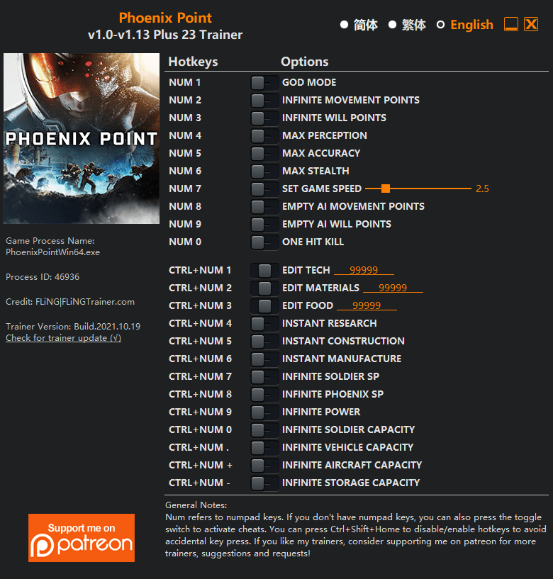 Phoenix Point Trainer FLiNG Trainer PC Game Cheats and Mods