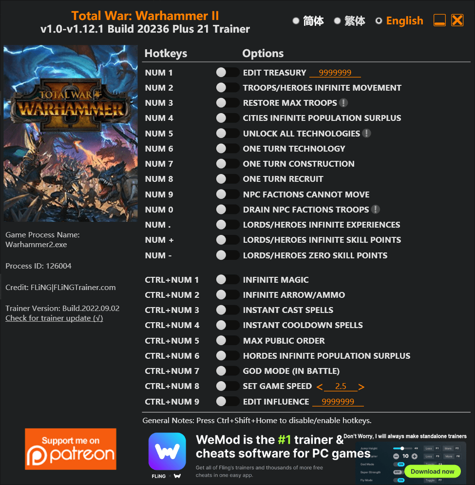 Total War Warhammer II Trainer FLiNG Trainer PC Game Cheats and Mods