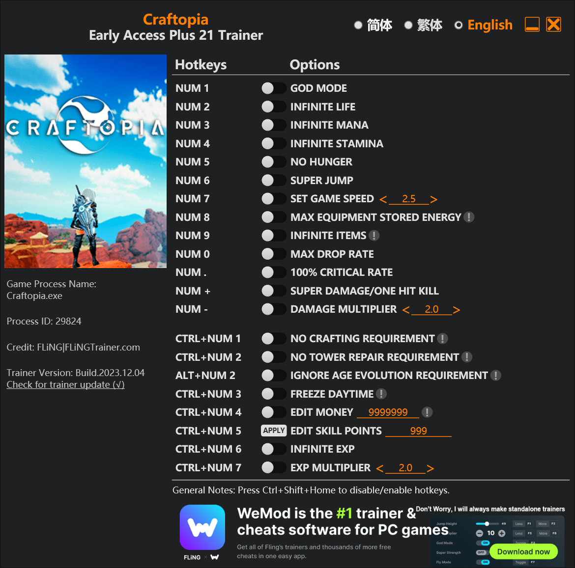 Craftopia Trainer - FLiNG Trainer - PC Game Cheats and Mods
