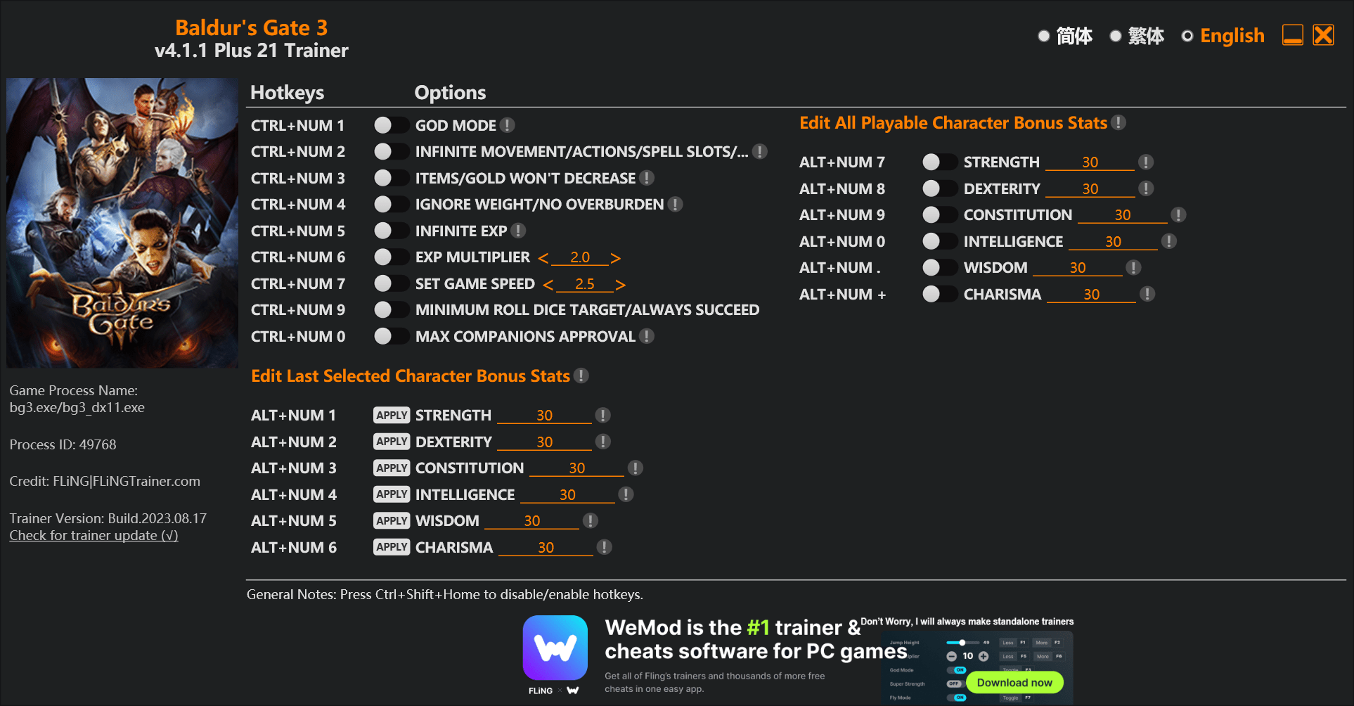 Baldur's Gate 3 Trainer FLiNG Trainer PC Game Cheats and Mods
