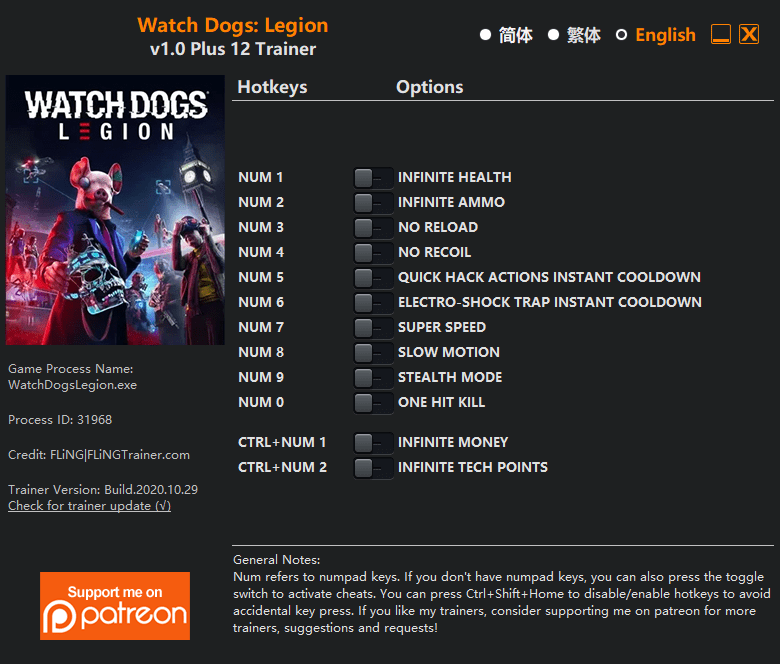 Watch Dogs Legion Trainer FLiNG Trainer PC Game Cheats and Mods