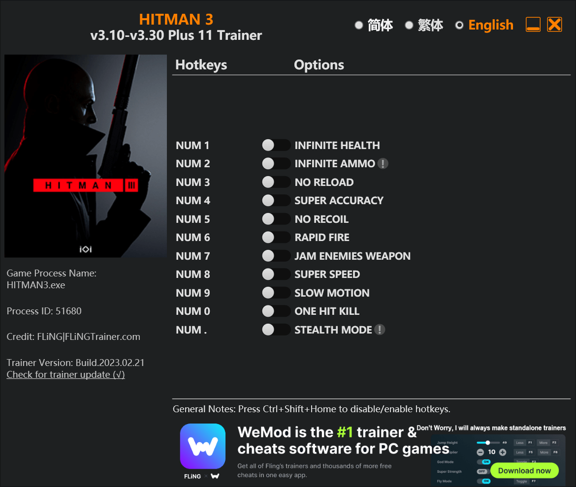 HITMAN 3 Trainer - FLiNG Trainer - PC Game Cheats and Mods
