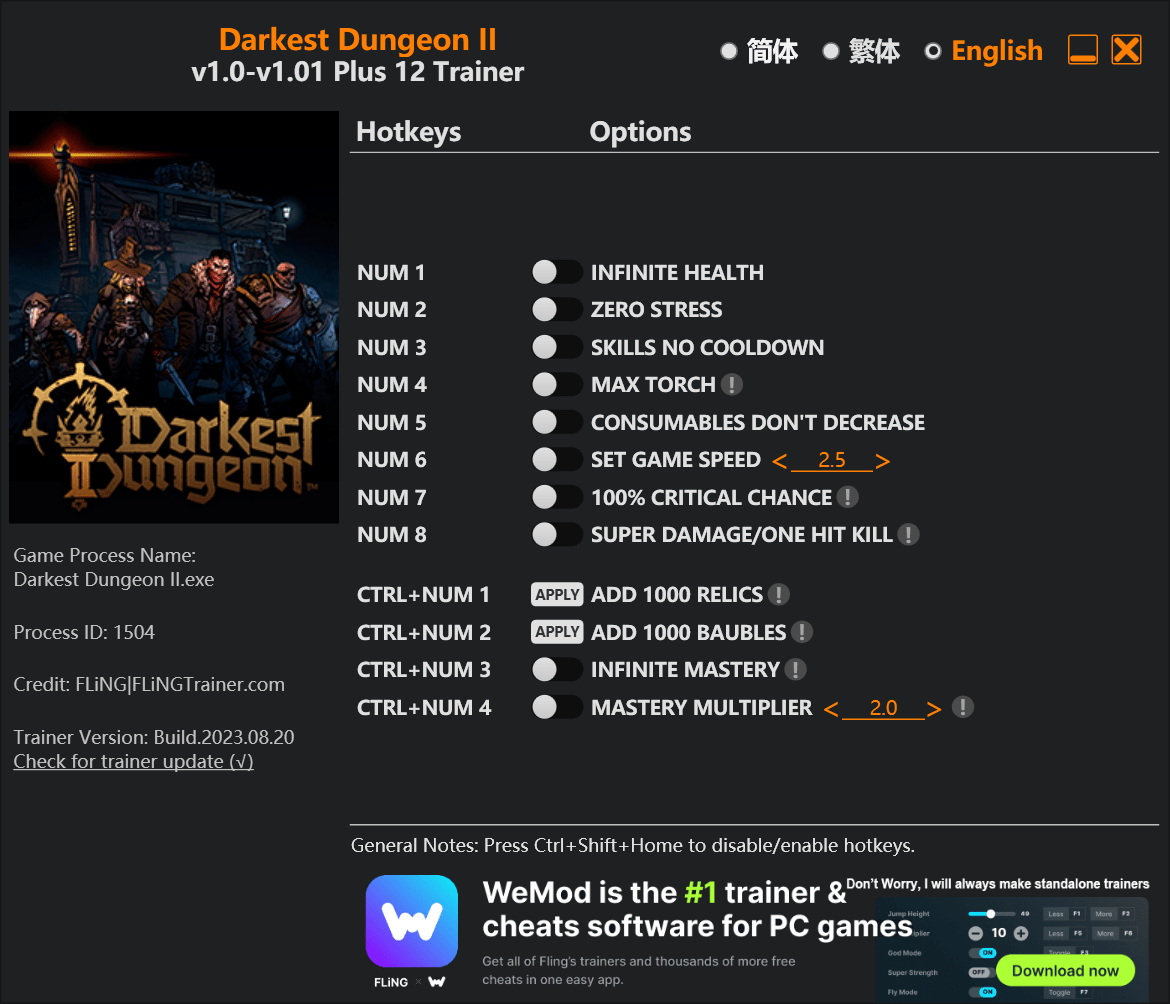 Darkest Dungeon II Trainer - FLiNG Trainer - PC Game Cheats and Mods