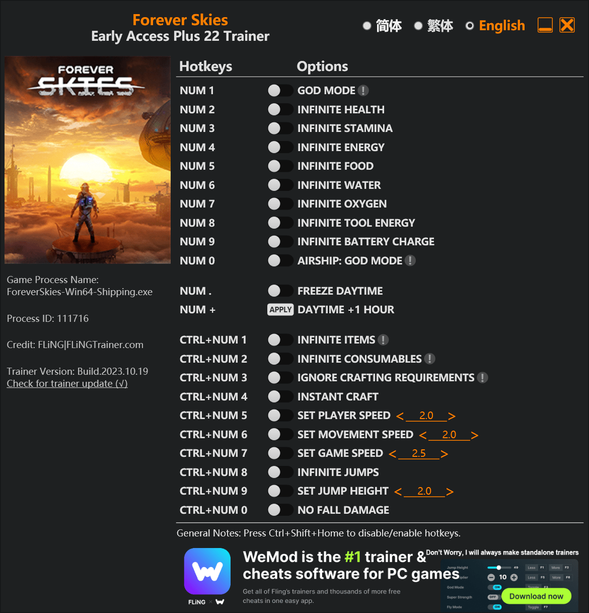 Forever Skies Trainer FLiNG Trainer PC Game Cheats and Mods