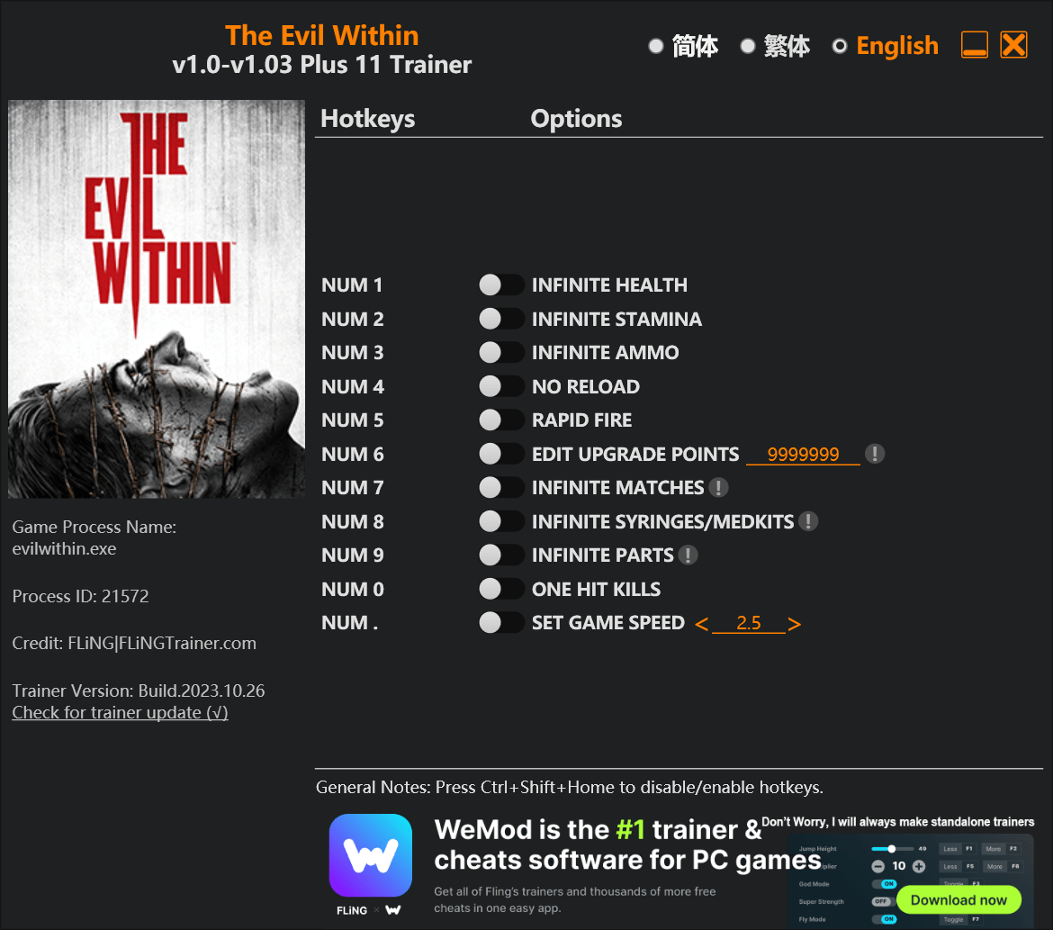 The Evil Within Trainer FLiNG Trainer PC Game Cheats and Mods