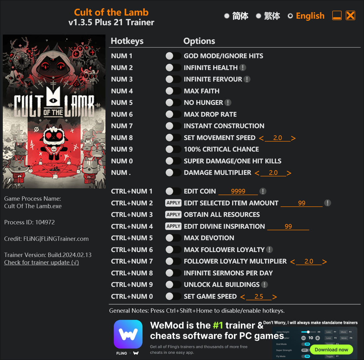 Cult of the Lamb Trainer - FLiNG Trainer - PC Game Cheats and Mods