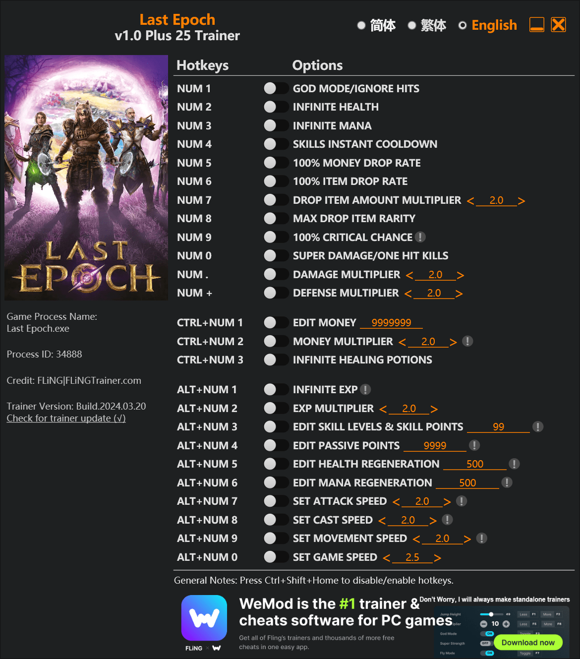 Last Epoch Trainer - FLiNG Trainer - PC Game Cheats and Mods
