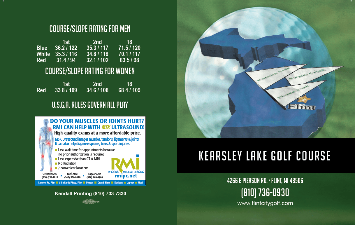 Scorecard Swartz Creek and Kearsley Lake Golf Course