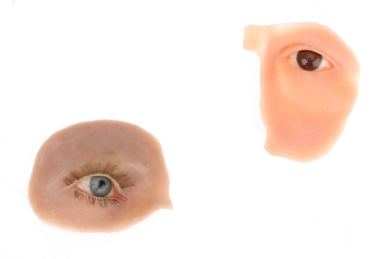 Lot 91 Two Eye Socket Protheses with Glass Eyes,