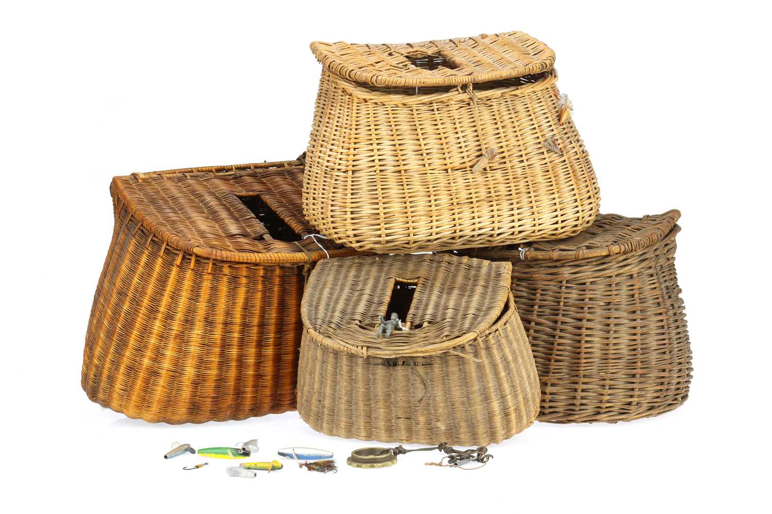Lot 892 Four Small Wicker Creels,