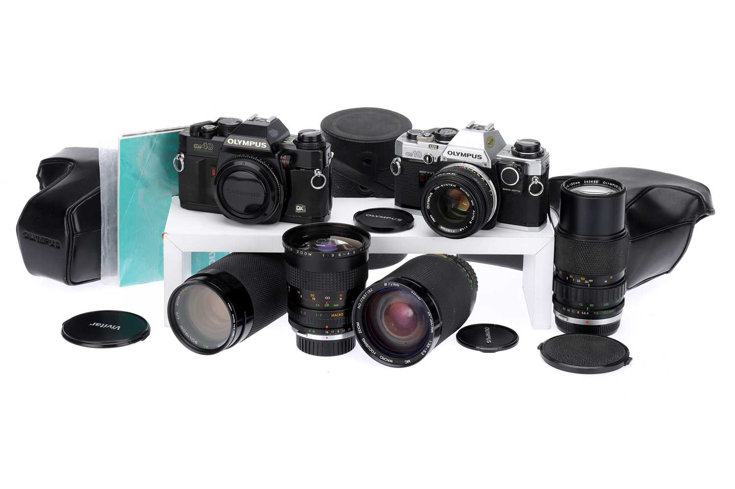 Lot 290 A Box of Olympus Cameras & Lenses,