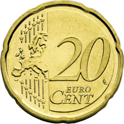 20 Cent Euro Coin .925 Sterling Silver Coin Edge Bezel