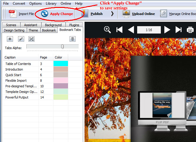 How can I add bookmark tabs for the page flipping book?