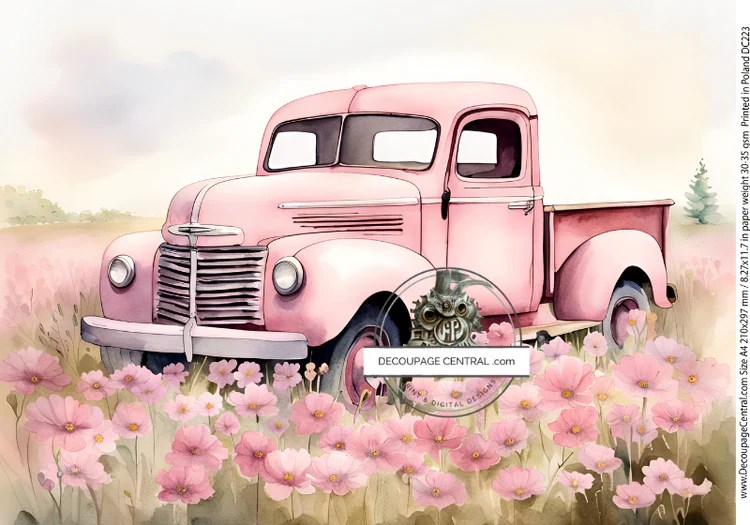 The Pink Truck Rice Paper Decoupage Central Flippin Furniture Shop