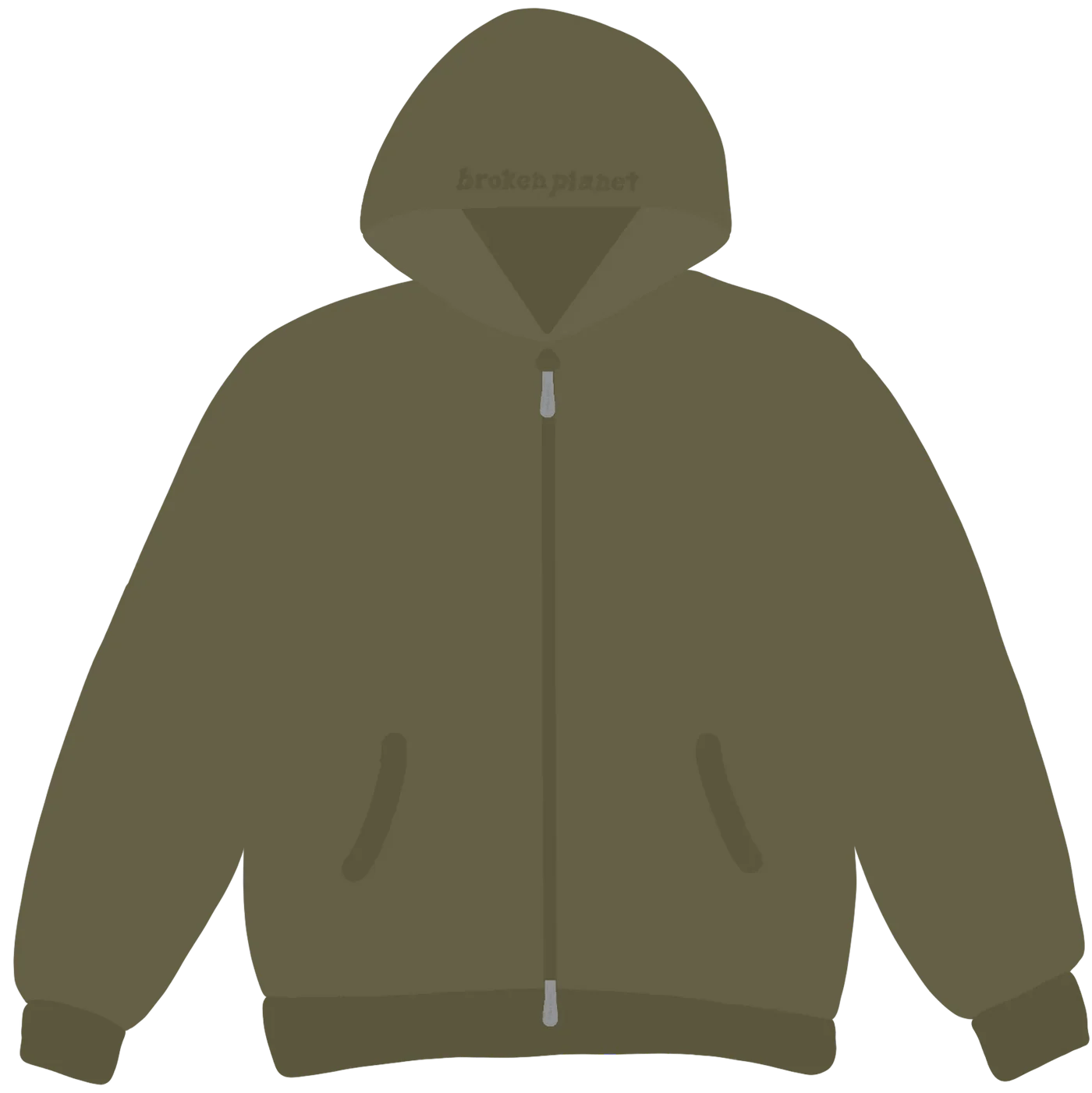 Broken Market Hoodie Basic Olive Green Zip Up Flip Supply