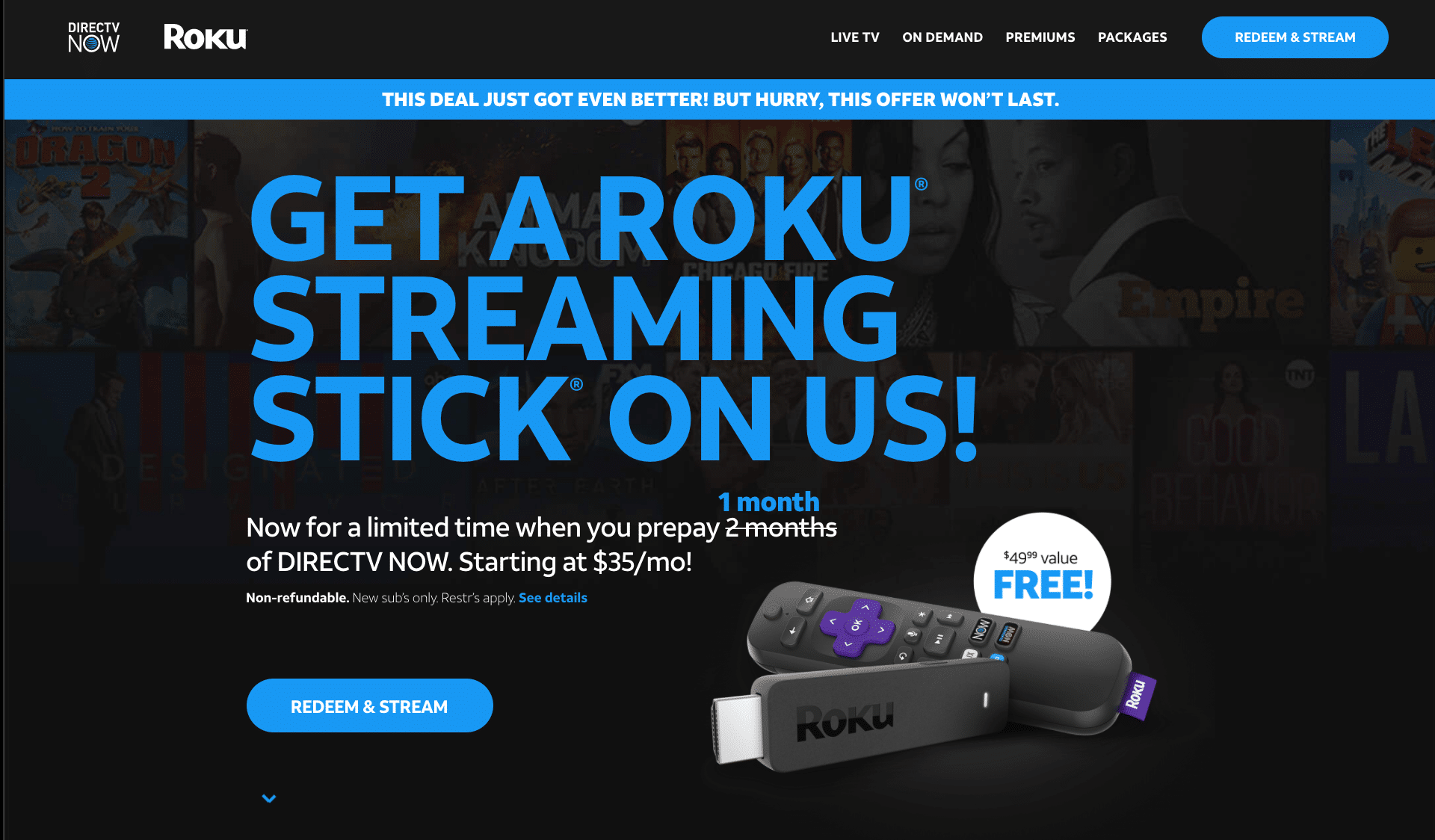 Get a Free Roku Streaming Stick When You Sign Up for DirecTV Now