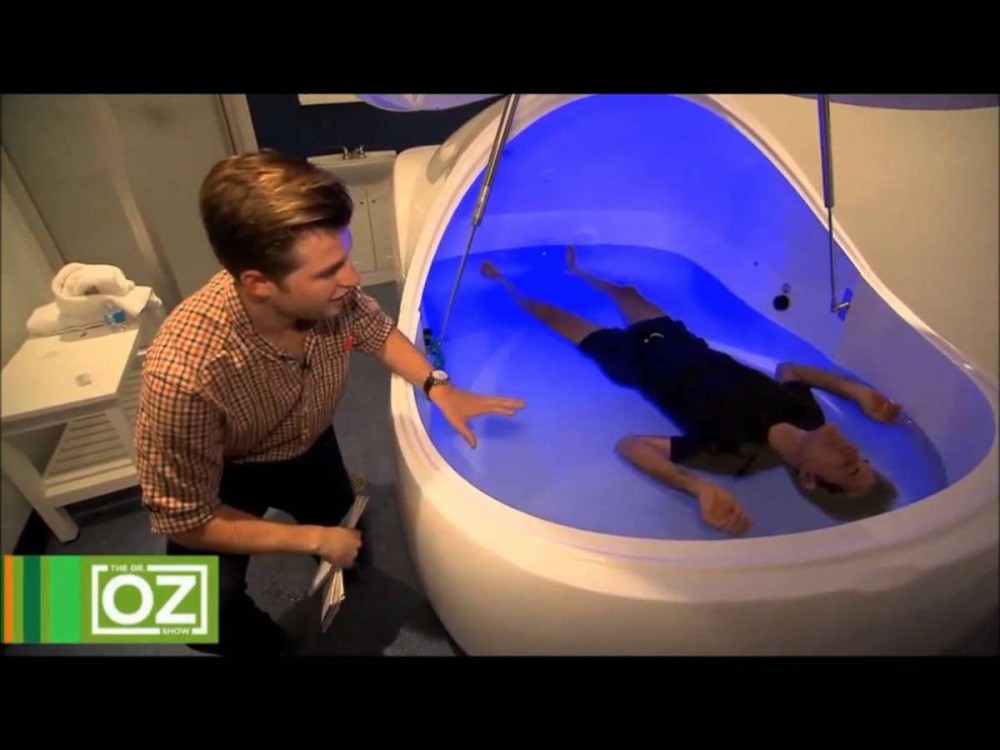 Dr Oz relaxes in an isopod float tank at Cloud Aquatic float parlor