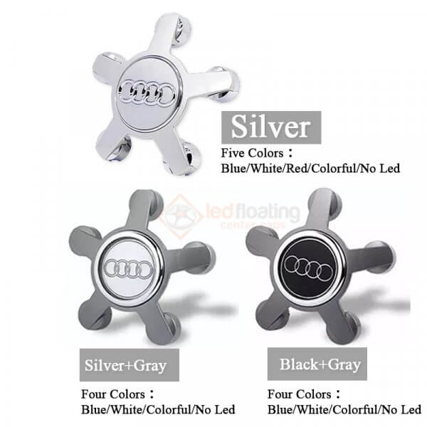 Audi Light Up Floating Spinning Wheel Rim Center Hub Caps A Set Of