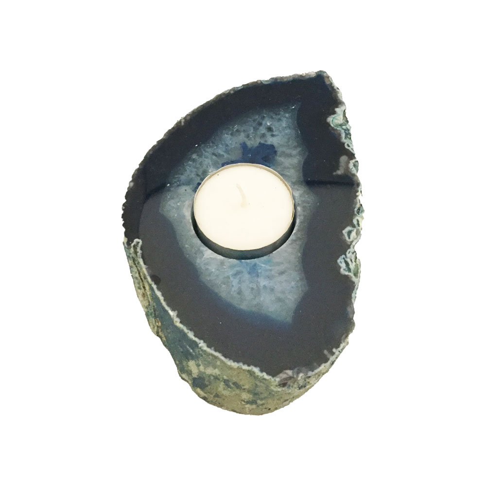 Agate Tea Light Holder (Deep Blue) Floating Cloud Therapies