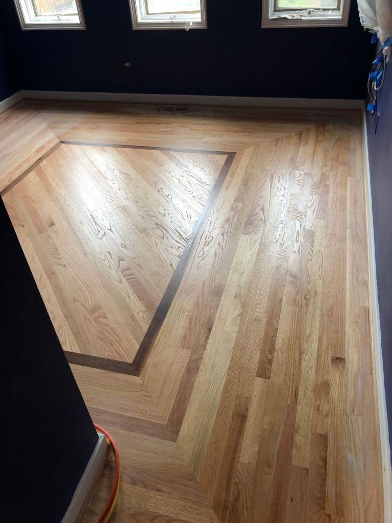 Custom walnut in oak border/ home office Chicago Custom walnut in oak border/ home office Chicago