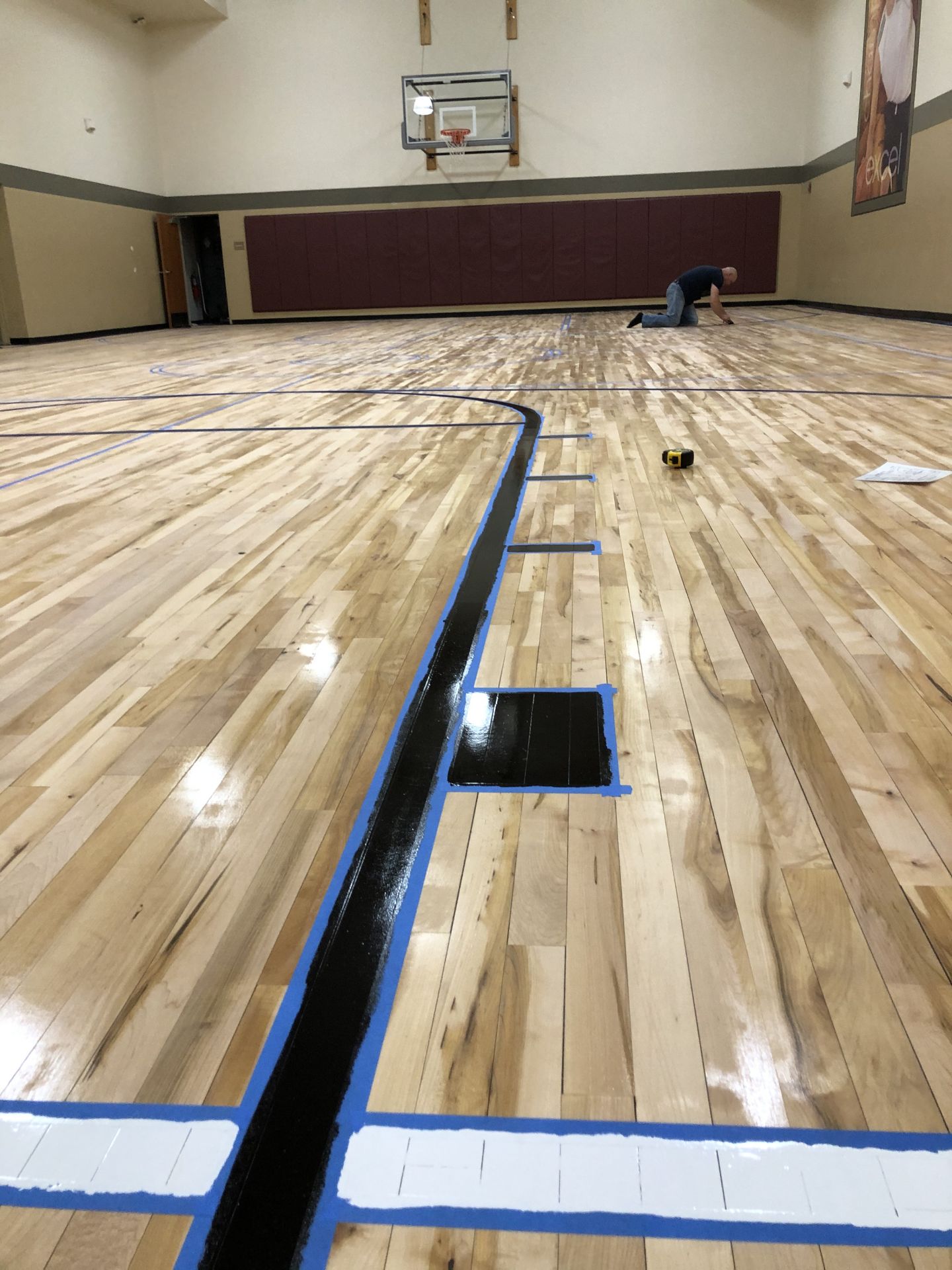 La Fitness basketball court Chicago, FLOORecki LLC, Flooring Installation, Hardwood Flooring