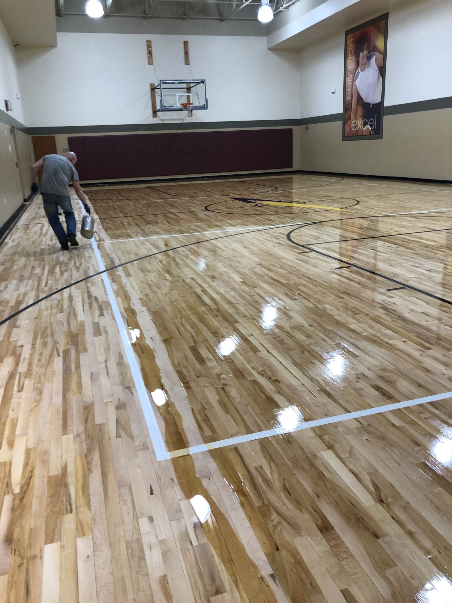 La Fitness basketball court Chicago, FLOORecki LLC, Flooring Installation, Hardwood Flooring