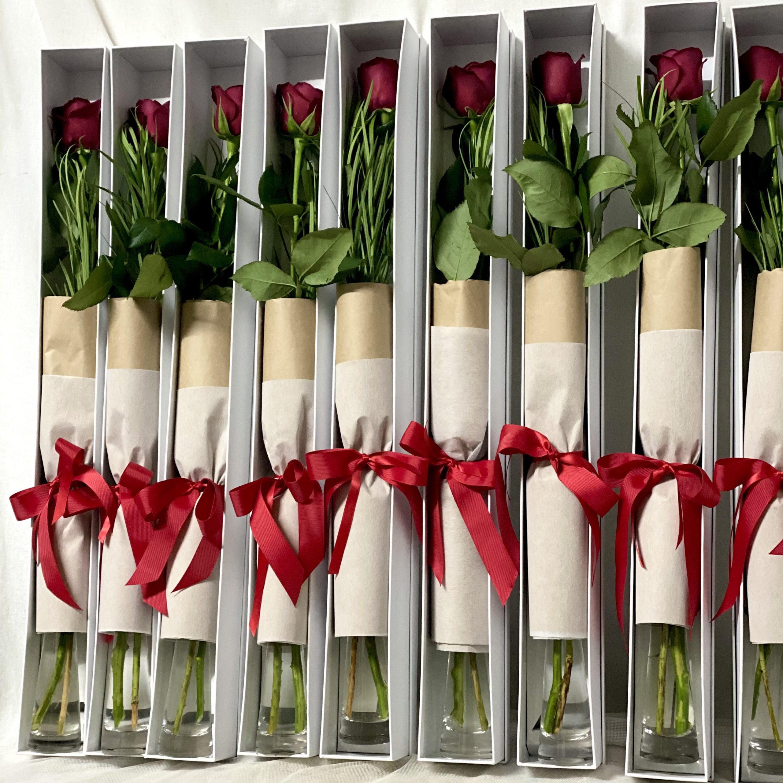 Single Red Rose With Vase & Gift Box Floral Affairs Single red rose