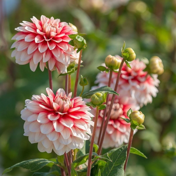 Dahlia Larrys Love produces an abundance of white and red blooms.
