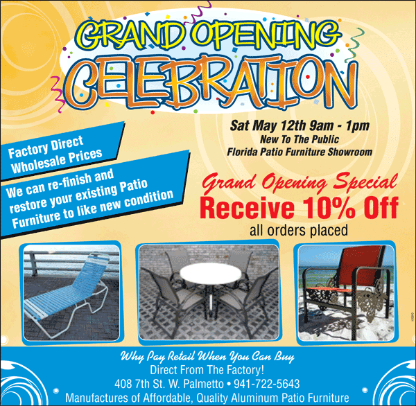 Patio Furniture Grand Opening. Florida Patio Patio Furniture