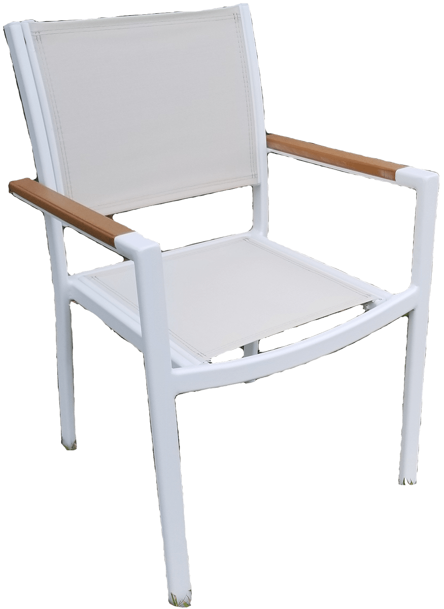 Sling chairs with Faux teak arm caps Florida Patio Outdoor Patio