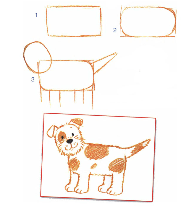 как нарисовать собаку пошагово для детей
