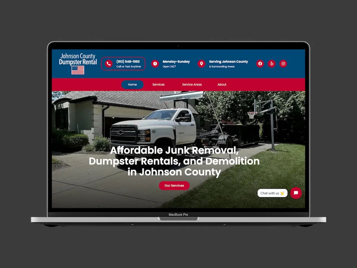 Johnson County Dumpster Rental site Design, Graphic Design, Logo