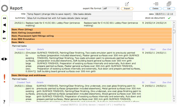 Creating, saving and exporting reports